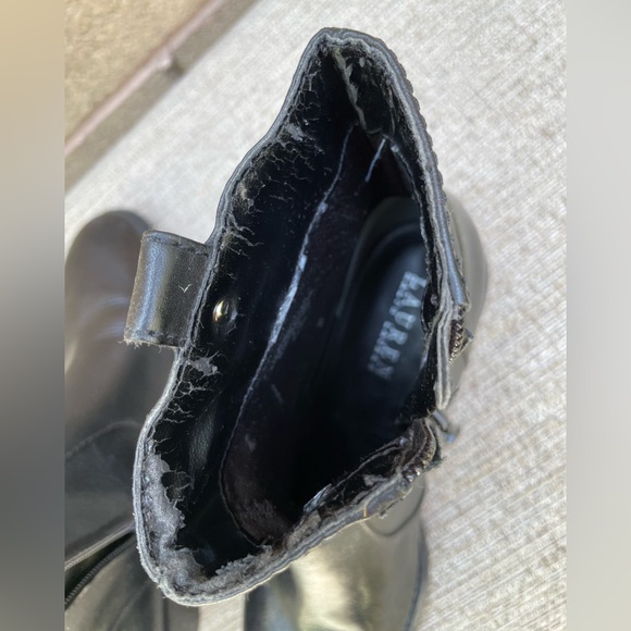 Lauren Ralph Lauren genuine leather black ankle logo booties 7 M - Picture 16 of 16